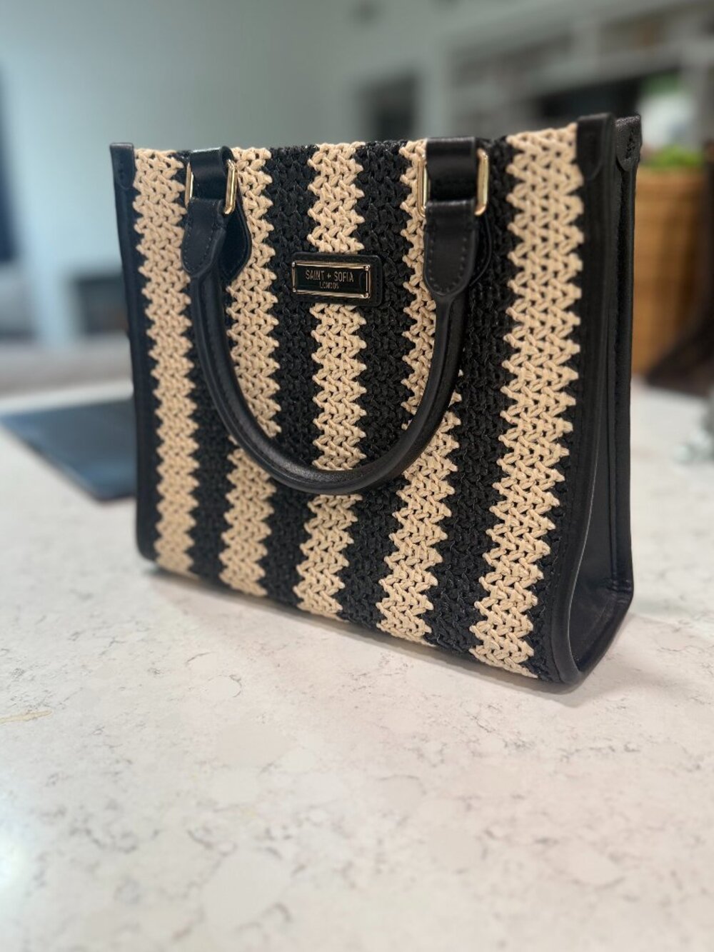 Mia Mini Tote Bag - Black Raffia - Picture 9 of 9